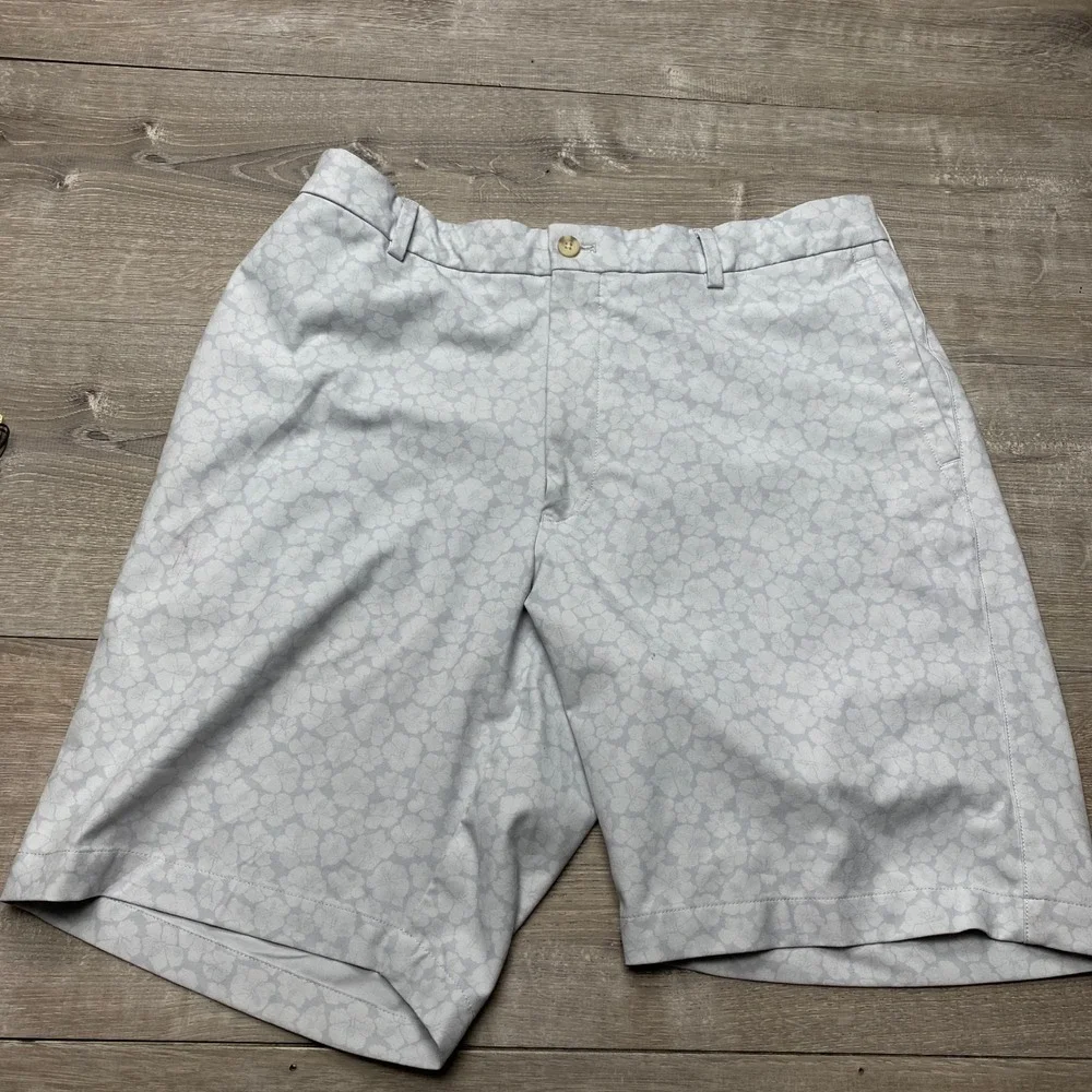 Peter Millar‎ Shorts Mens 34 Blue Floral Crown Sport Polyester Spandex Golf 9 In